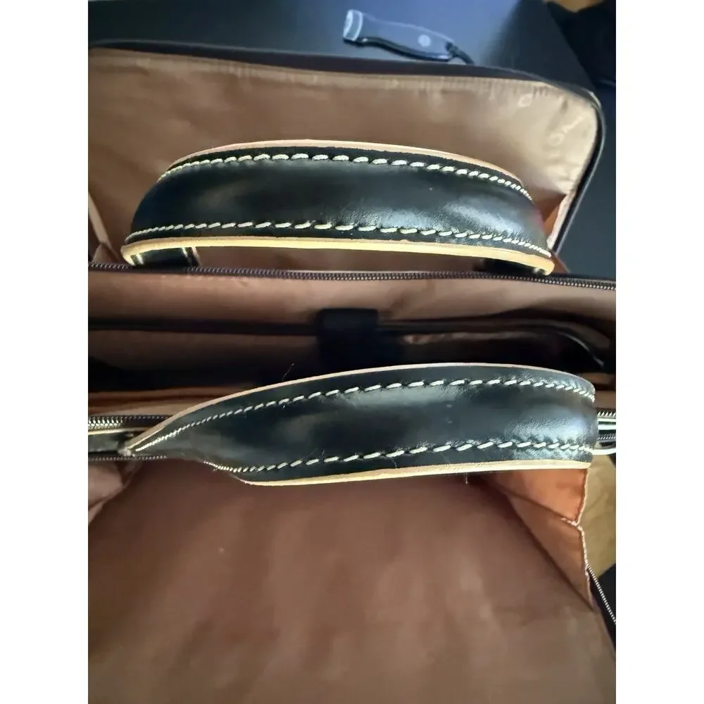 Vintage Franklin Covey Black Leather Laptop Briefcase 720455 Detachable Case